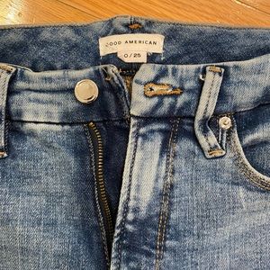 Good American light wash skinny jeans
